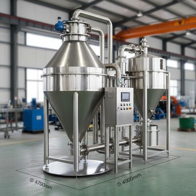 Max evaporazione di umidità 500kgh Spray-asciugatrice Azionamento meccanico Testa di spruzzo centrifuga e diametro massimo di spruzzo 4700mm Progettata per l'asciugatura in polvere