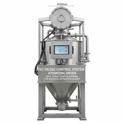 PLC o sistema di controllo DSC asciugatrice atomizzante con diametro massimo di 4700 mm progettato per i processi di asciugatura dei materiali