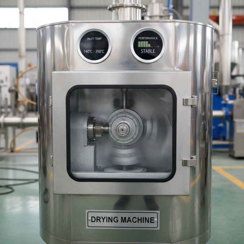 Temperatura di ingresso da 140 a 350 Macchina essiccatrice con azionamento meccanico Testa di spruzzatura centrifuga che offre stabilità e prestazioni