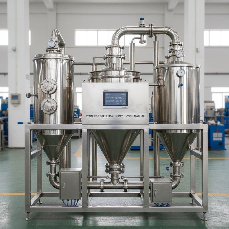 Asciugatrice a spruzzo in acciaio inossidabile316L con temperatura di ingresso 140-350 controllo automatico e temperatura di uscita 80-90 gradi per industria